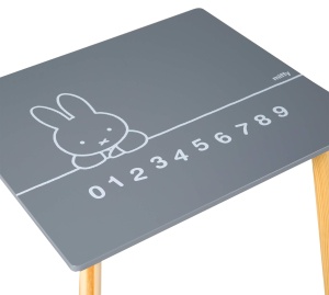 Set mobilier pentru copii Roba Miffy 2 scaune 1 masa MDF gri si alb - Img 2