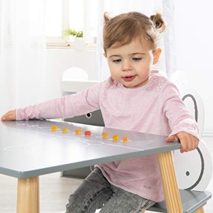 Set mobilier pentru copii Roba Miffy 2 scaune 1 masa MDF gri si alb - Img 12