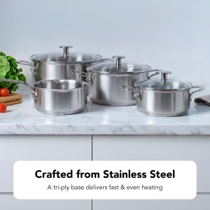 Set Oale din Inox KitchenAid, 3 piese, 162024 cm, Inductie, Argintiu - Img 2