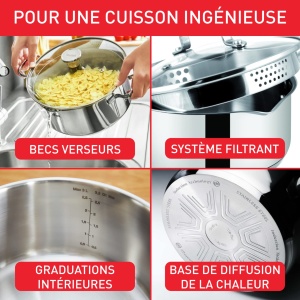 Set oale si cratite Tefal Duetto On A705S636, 6 piese, otel inoxidabil, compatibil inductie - Img 3