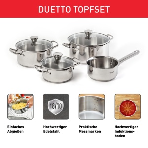 Set oale Tefal Duetto A705A8 7 piese otel inoxidabil compatibil inductie - Img 4