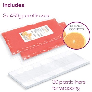 Set parafin pentru baie Beurer MP 70, 2 x 450 g, aroma de portocale, 30 folii de plastic - Img 2