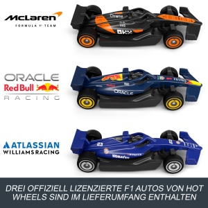 Set Pista Hot Wheels Formula 1 cu 3 Masini Die-Cast 164 - McLaren, Red Bull, Williams - Img 4