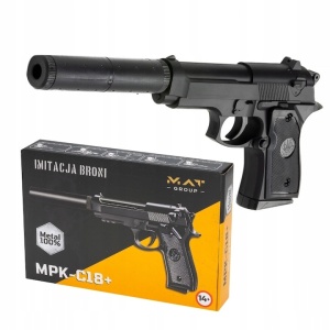 Set pistol de jucarie cu 800 bile, Model Beretta, metal replica ASG Negru