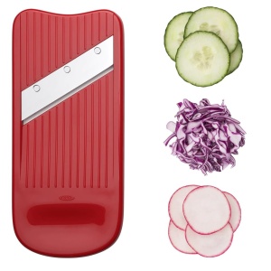 Set razatoare si feliator OXO Good Grips cu taietor spiralat, fabricat din otel inoxidabil gravat - in rosu, verde, portocaliu si galben - Img 6