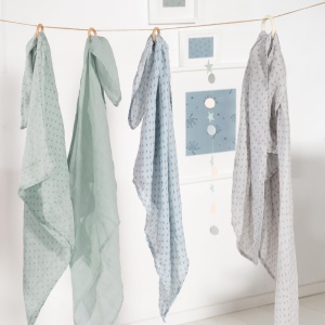 Set scutece textile organice Roba Lil Planet, 80x80 cm, bumbac bio, Frosty Green - Img 3