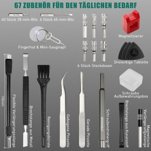 Set surubelnita electrica HYCHIKA 67 in 1 precizie acumulator reincarcabil ideal pentru electronice si ceasuri - Img 4