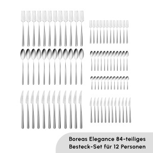 Set Tacamuri Karaca Boreas 84 piese din otel inoxidabil pentru 12 persoane, elegant, argintiu - Img 2