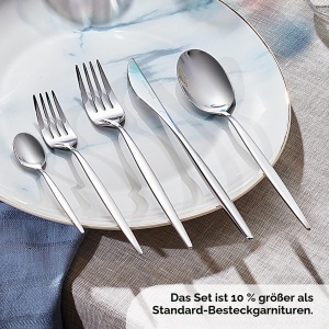 Set Tacamuri Karaca Lizbon, 60 piese pentru 12 persoane, inox 1810, spalabil in masina de spalat - Img 5