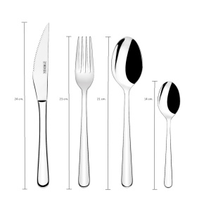 Set Tacamuri MONIX Pisa, 24 piese, otel inoxidabil 1810, cu cutit pentru friptura - Img 2