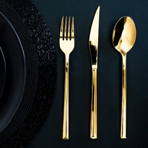Set Tacamuri MONIX Verona Gold 24 piese, Otel inoxidabil 1810, Finisaj auriu - Img 2