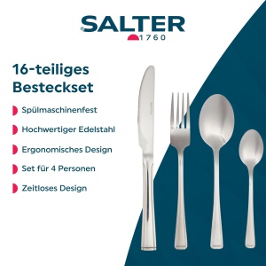 Set tacamuri Salter BW02844 Buxton 16 piese otel inoxidabil spalare automata - Img 2