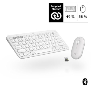 Set tastatura si mouse Logitech Pebble 2 Combo alb conectare multi-device - Img 2