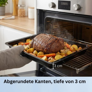 Set tava si gratar pentru cuptor ICQN 422 x 375 mm, emailat, negru, rezistent la zgarieturi - Img 8