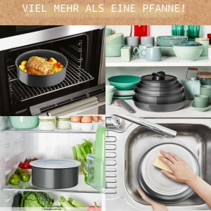 Set Tefal Ingenio Renew 3 piese, tigaie 28 cm, oala 18 cm, antiaderenta, reciclata - Img 3