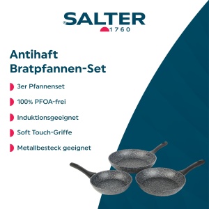 Set tigai antiaderente SALTER BW06235S, 3 piese, 20-28 cm, PFOA-free - Img 2