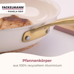 Set tigai Fackelmann x Pamela Reif 3 piese 20-24-28 cm aluminiu reciclat invelis ceramic Pastel-Bej - Img 8