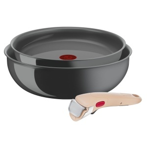 Set Tigai Lagostina Ingenio Vivissima, 24 cm si Wok 26 cm, Ceramica, Bej - Img 1