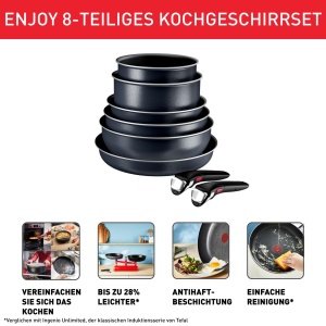 Set tigai si oale Tefal Ingenio Enjoy L7239343 8 piese Inductie Design compact - Img 3