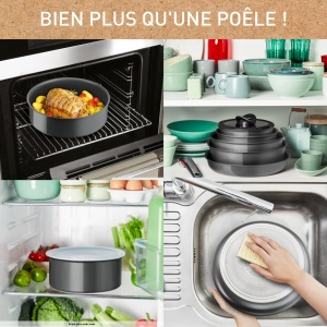 Set tigai si oale Tefal Ingenio Renew L2619002 5 piese Inductie Strat ceramic Maner detasabil - Img 2