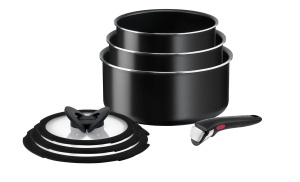 Set tigai Tefal Ingenio Easy Cook Clean L1599602 7 piese negru cu maner detasabil antiaderent