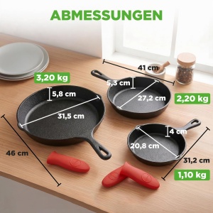 Set tigaie din fonta NutriChef 3 piese 202530 cm, antiaderente, pentru toate tipurile de plite - Img 8