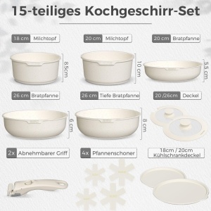 Set Vase de Gatit YASHE 15 Piese Granit Antiaderent Compatibil Inductie - Img 2