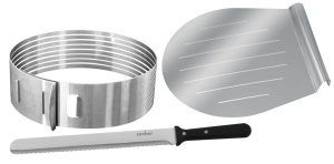 Set Zenker 7705 Patisserie pentru Taiere Torturi Inox O2628 cm cu Cutit si Suport
