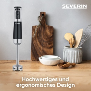SEVERIN Blender de mana pentru piure si tocare blender cu reglare continua a vitezei blender detasabil 600 W negru otel inoxidabil periat SM 3771 - Img 3
