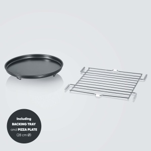 SEVERIN Cuptor cu microunde 3 in 1 cu baza de sticla, functie gratar si aer cald, cuptor cu microunde cu suprafata mare utila pentru vase patrate, negru/otel inoxidabil, MW 7777 - Img 7