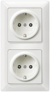 SIEMENS - Set complet de chei tubulare Siemens - 2 insertii tubulare SCHUKO si cadru cu 2 pliuri in alb titan, pentru montare incastrata, 5UB1511, 5TG2552-0