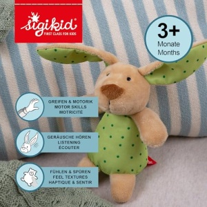 Sigikid 41169 Rattle Bunny Stele Rosii Fete si Baieti Jucarii pentru Bebelusi Recomandat de la Nastere Verde - Img 2