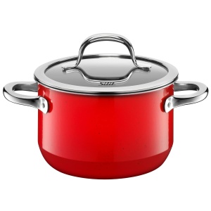 Silit Passion Red Cratita mica 16cm, oala mica cu capac din sticla, oala de carne inductie 2l, ceramica functionala Silargan, rosie