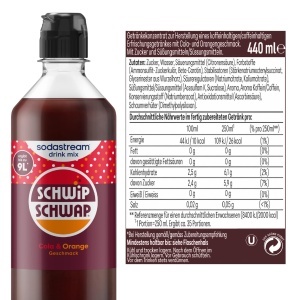 Sirop pentru bauturi SodaStream Schwip Schwap, 4 x 440 ml, Cola-Portocala - Img 2