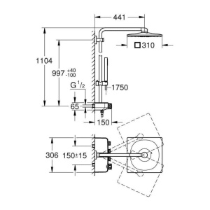 Sistem de dus GROHE Euphoria Smartcontrol 310 Duo, crom, 2 moduri de jet, cu termostat - Img 3