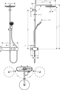 Sistem de dus hansgrohe Pulsify S, cap de dus 260mm, crom, EcoSmart - Img 5