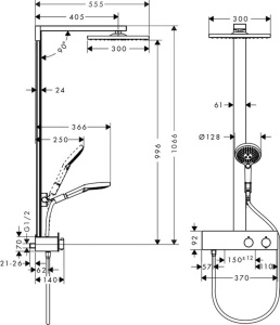 Sistem de dus hansgrohe Raindance E 300, 300x300 mm, crom, 3 tipuri de jeturi - Img 2