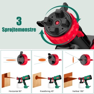 Sistem de pulverizare a vopselei HYCHIKA 600W, pulverizator de vopsea HVLP de 1200 ML, 3 modele de pulverizare, 4 duze si 2 instrumente de curatare, pistol de vopsea reglabil pentru pereti si lemn, metale - Img 3