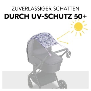 Sistem de umbrire pentru carucior Hauck, 100 poliester reciclat, UV 50, gri floral - Img 3