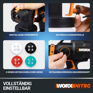 Sistem de vopsire Worx Nitro WX020 20V Motor fara perii 3 modele de pulverizare - Img 4