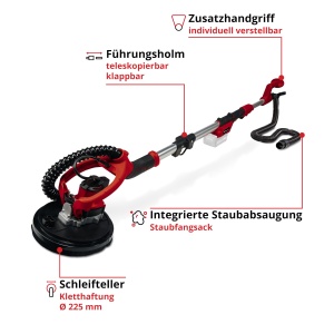 Slefuitor cu acumulator Einhell TP-DW 18225 Li Solo sistem Power X-Change rosu cu accesorii incluse - Img 3