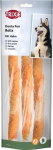 Snackuri pentru caini TRIXIE Denta Fun cu pui, 250 g, 3 buc, 28 cm