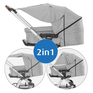 Sonnenschutz pentru copii reer ShineSafe, gri, UPF 50, cu sistem de prindere elastic - Img 2