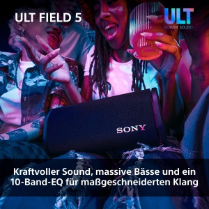 Sony ULT Field 5 - Difuzor portabil Bluetooth puternic, baterie de 25 de ore, 2 moduri de sunet ULT Power, IP67, rezistent la apa, rezistent la praf, lumini la 360deg, curea de umar detasabila - negru - Img 3