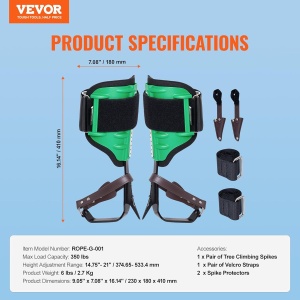Spikes pentru Kletteren VEVOR ROPE-G-001, 350 lbs, din otel aliat, cu curele - Img 7
