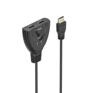 Splitter HDMI Hama 4K, 2x1, Negru, Plug Play, Compact