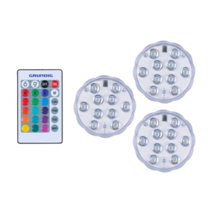 Spot LED Grundig 3 in 1, cu telecomanda, RGB, IP65, 7x7x2.8 cm