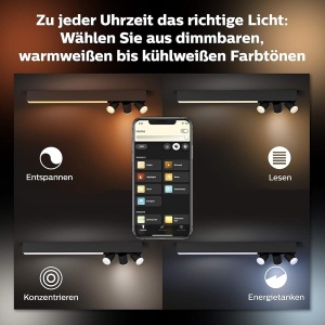 Spot LED Philips Hue Centris, 3 corpuri de iluminat, dimmabil, 16 milioane culori, negru - Img 8