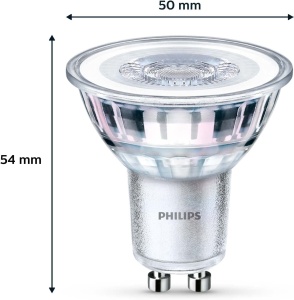 Spoturi LED Philips Classic GU10, 6 bucati, 50W, lumina calda, durata 15 ani - Img 3
