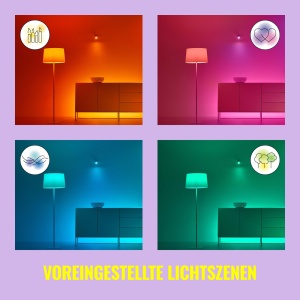 Spoturi LED WiZ Alb si Culoare Reglabile GU10 Pachet de 4 (345 lm), spoturi de sticla de 50 W cu 16 milioane de culori sau lumina reglabila alb cald pana la rece, control inteligent al iluminatului prin Wi-Fi prin voce/aplicatie - Img 8